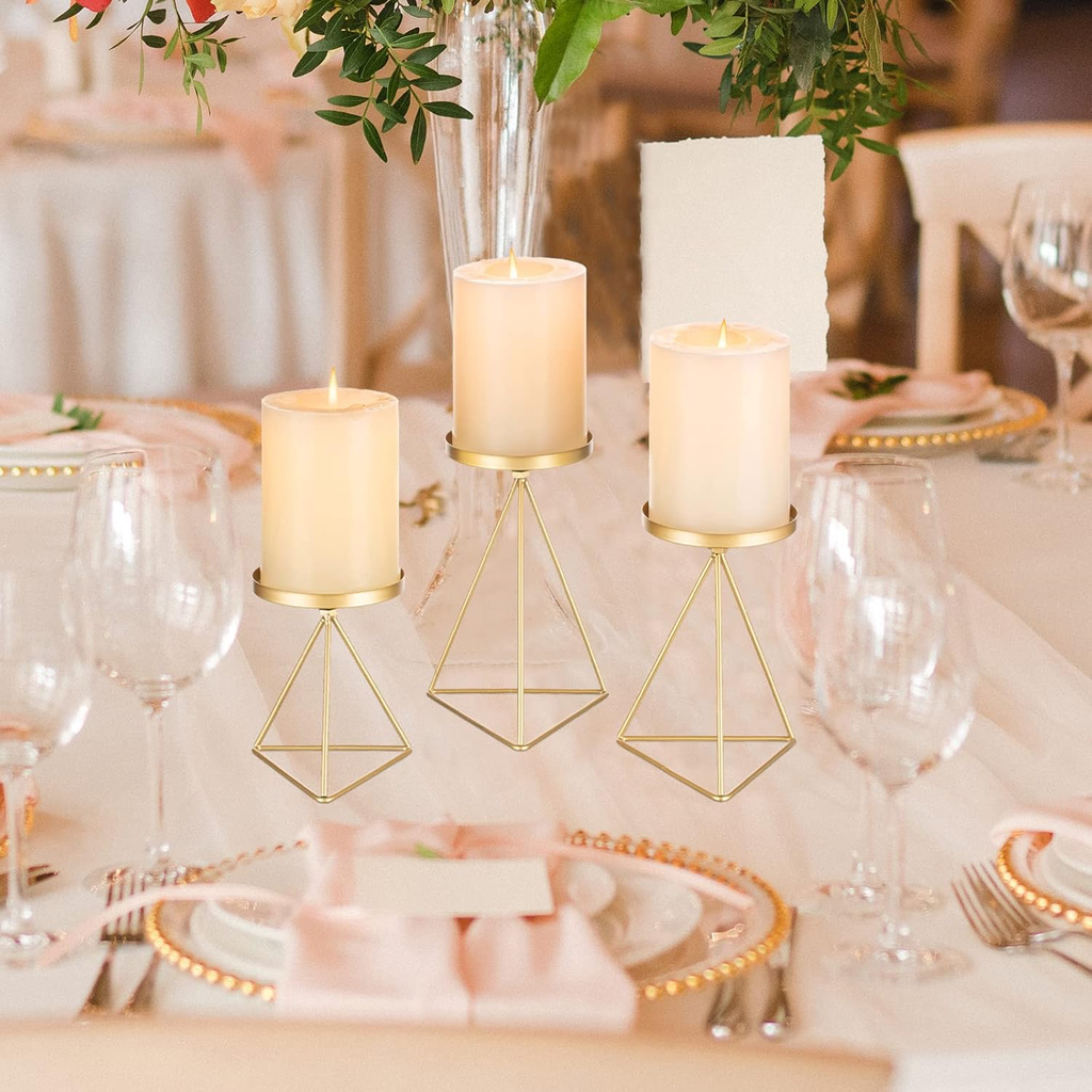 Kerzenständer Gold Metall mieten 3er Set